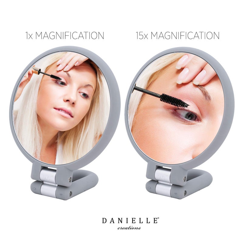 Danielle Magnification Folding Makeup Mirror  Grey  15X - Image 4