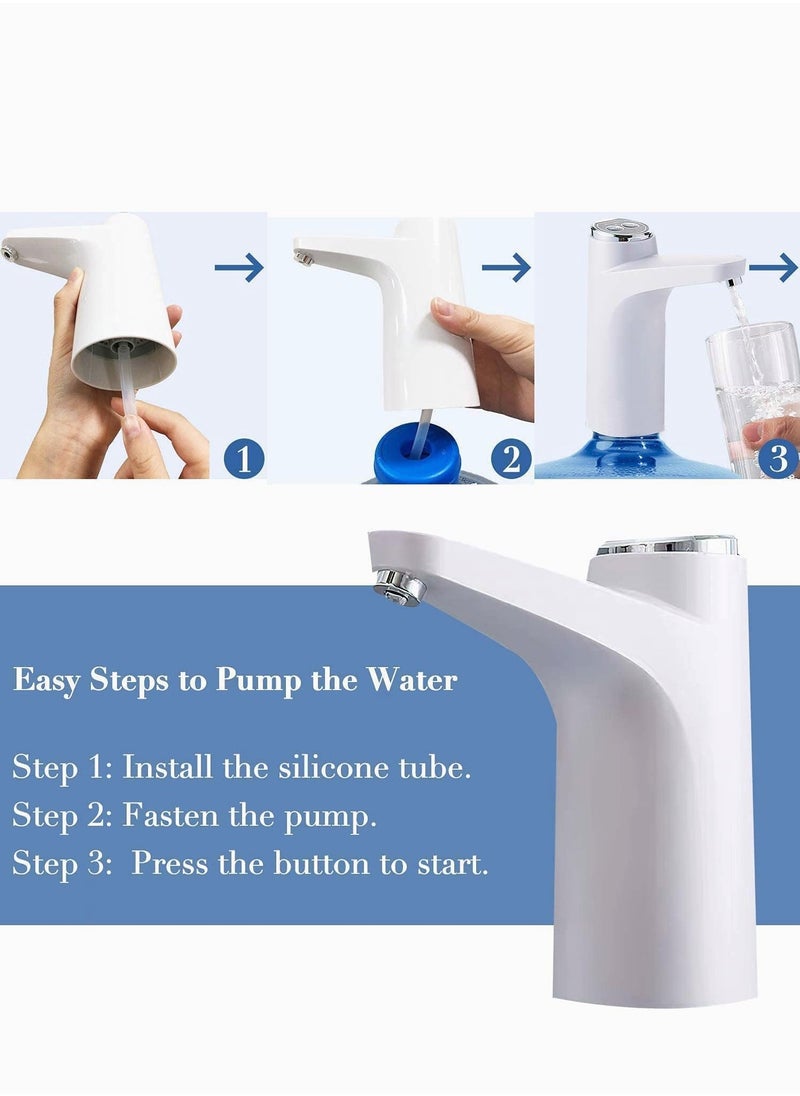 Rechargeable Smart Water Pump Dispenser Water Bottle Pump 1200mAh 4W White