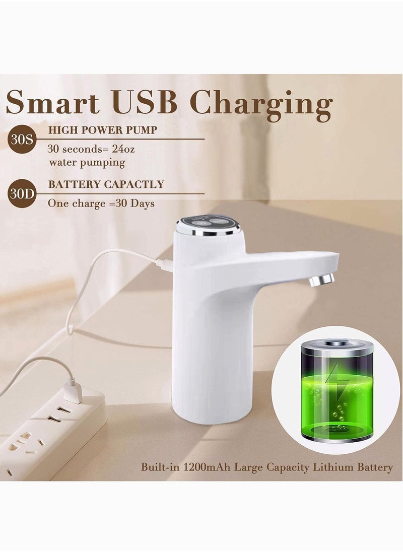 Rechargeable Smart Water Pump Dispenser Water Bottle Pump 1200mAh 4W White