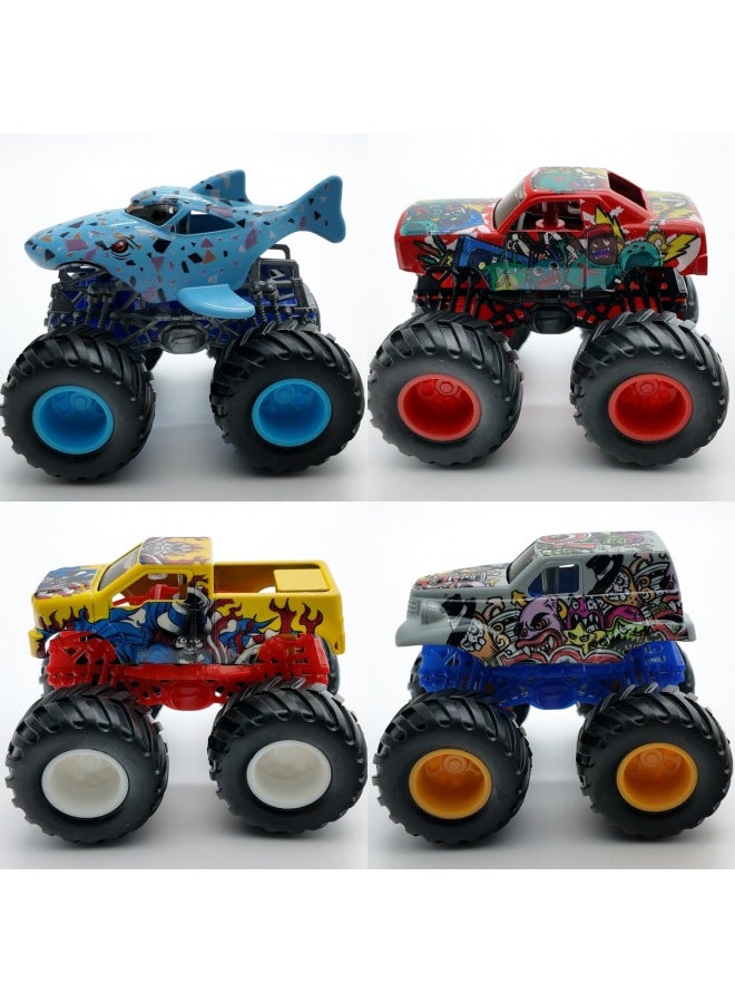 American Four-wheel Drive Off-road Vehicle Alloy Car Toy Alloy Bigfoot MONSTER TRUCK-Color:Blue Shark (sealed Box)  - Image 2