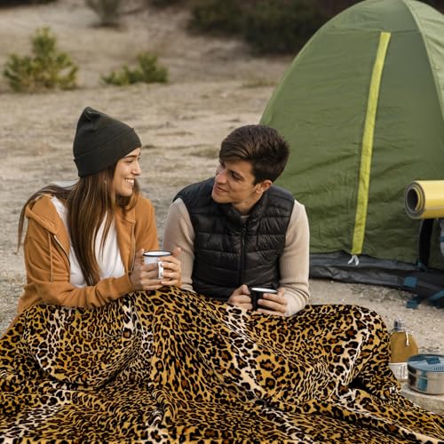 Bnuitland Leopard Print Fleece Flannel Throw Blanket with Storage Pouch for Bed Sofa Travel, 300 GSM Double Sided Super Soft Fuzzy Fluffy Cheetah Print Blanket for Adults and Kids, 50×60 inch - Image 4