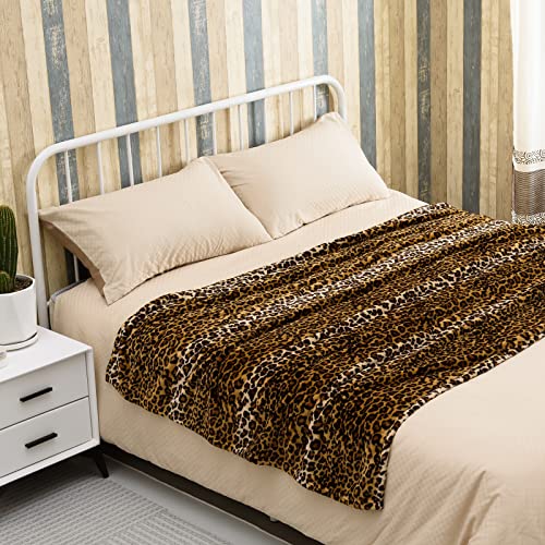 Bnuitland Leopard Print Fleece Flannel Throw Blanket with Storage Pouch for Bed Sofa Travel, 300 GSM Double Sided Super Soft Fuzzy Fluffy Cheetah Print Blanket for Adults and Kids, 50×60 inch - Image 5