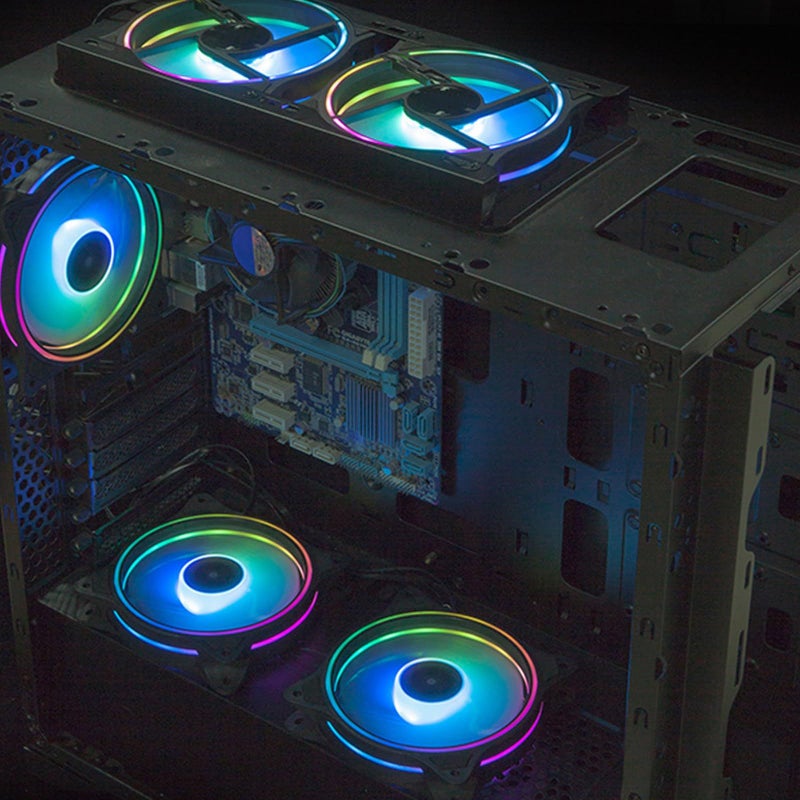 مروحة حالة الكمبيوتر ذات الجانبين المزدوجة RGB ذات الضبط التلقائي، 1500 دورة في الدقيقة، 20 ديسيبل، مروحة تبريد صامتة - Image 3