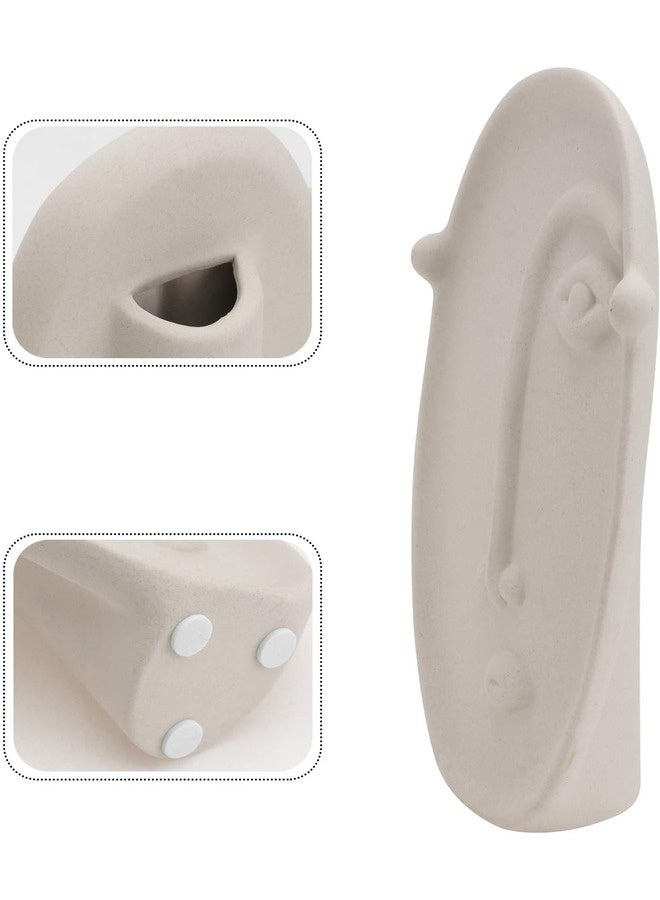Decorhills Decorhills Face Vase, Abstract Ceramic Flower Arrangement Holder, Stone Beige, 12 x 19.5 cm  - Image 4