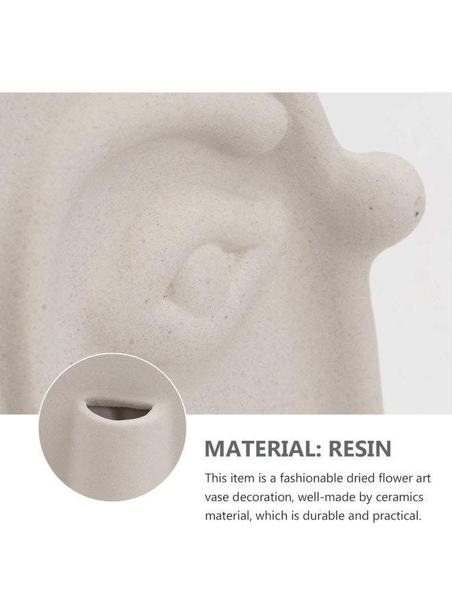Decorhills Decorhills Face Vase, Abstract Ceramic Flower Arrangement Holder, Stone Beige, 12 x 19.5 cm  - Image 5