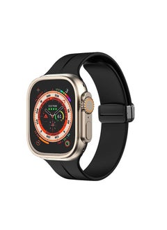 Generic For Apple Watch 42/44mm SE Series - D-Shape Magnetic Clasp Silicone Replacement Sport Wristband Band - Black  - Image 2