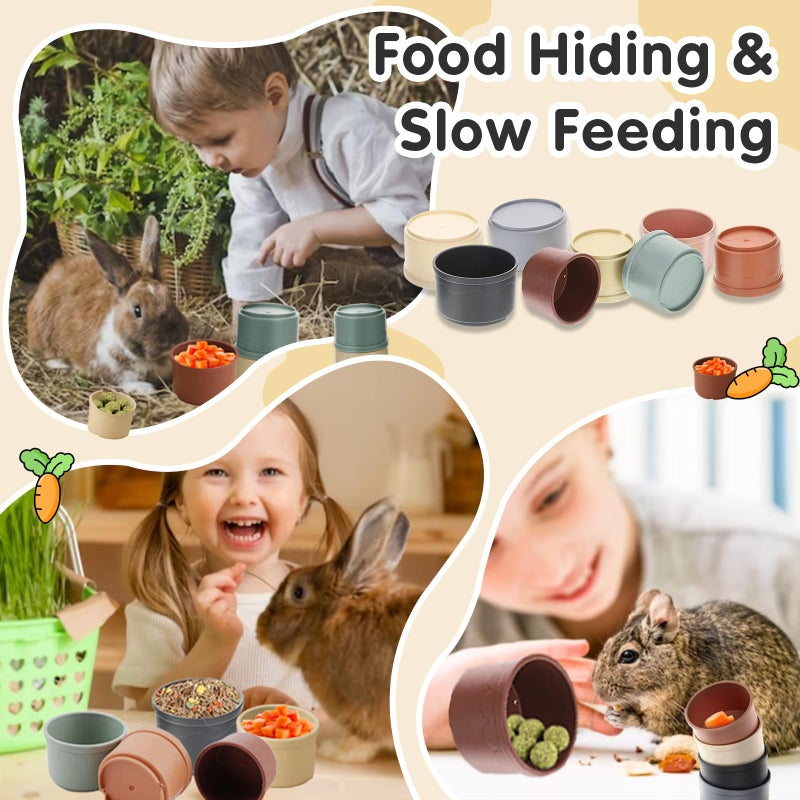 Iffitya 8 Pcs Stacking Cups for Rabbits, Colorful Bunny Toys for Rabbits and Small Animals, Nesting Rabbit Toys of Different Sizes, Bunny Stacking Cups for Hiding Food and Playing - Image 2