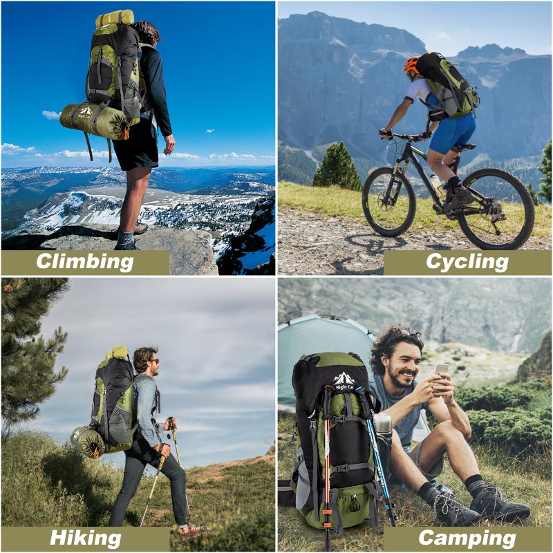 Night Cat Hiking Backpacks 70L Camping Backpacking Packs for Men Women Lightweight Outdoor for Mountaineering Traveling, No Internal Frame - Image 5
