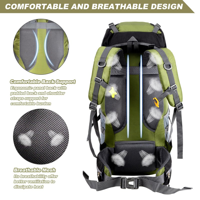 Night Cat Hiking Backpacks 70L Camping Backpacking Packs for Men Women Lightweight Outdoor for Mountaineering Traveling, No Internal Frame - Image 3