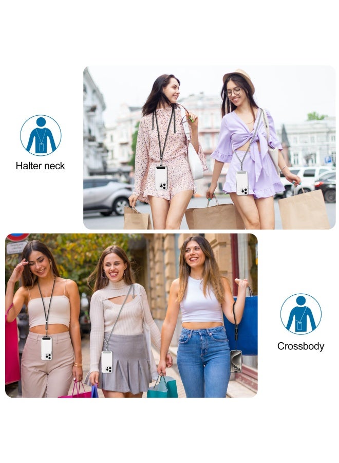 فوميمو قطعتان من حبل الهاتف القابل للتعديل مع حزام معصم، حزام رقبة متقاطع متوافق مع هواتف iPhone والهواتف الذكية التي تعمل بنظام Android، حمل حر اليدين للاستخدام اليومي (أسود/رمادي) - Image 5