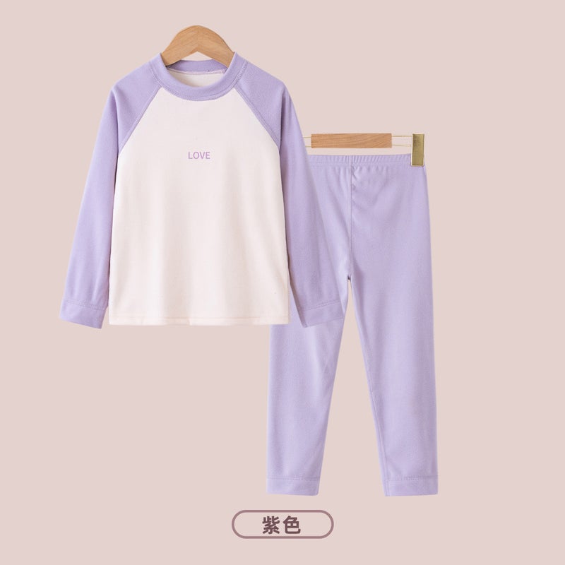Class A Children'S Warm Home Clothes Men'S And Women'S Large Children'S Autumn Clothes Autumn Pants Suit De Velvet Thermal Underwear - Image 1
