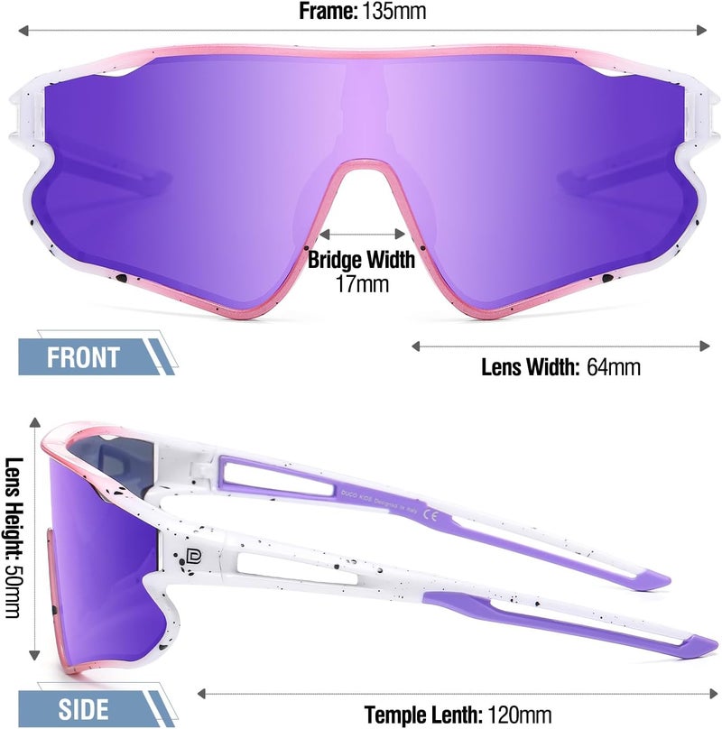 DUCO Kids Sunglasses Polarized UV Protection 400 - Kids Sports Sunglasses Boys with Lightweight TR90 Frame - Youth Baseball and Cycling Sun Glasses for Boys & Girls - DK268 - Image 3