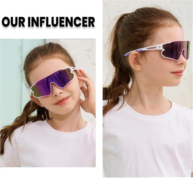 DUCO Kids Sunglasses Polarized UV Protection 400 - Kids Sports Sunglasses Boys with Lightweight TR90 Frame - Youth Baseball and Cycling Sun Glasses for Boys & Girls - DK268 - Image 2