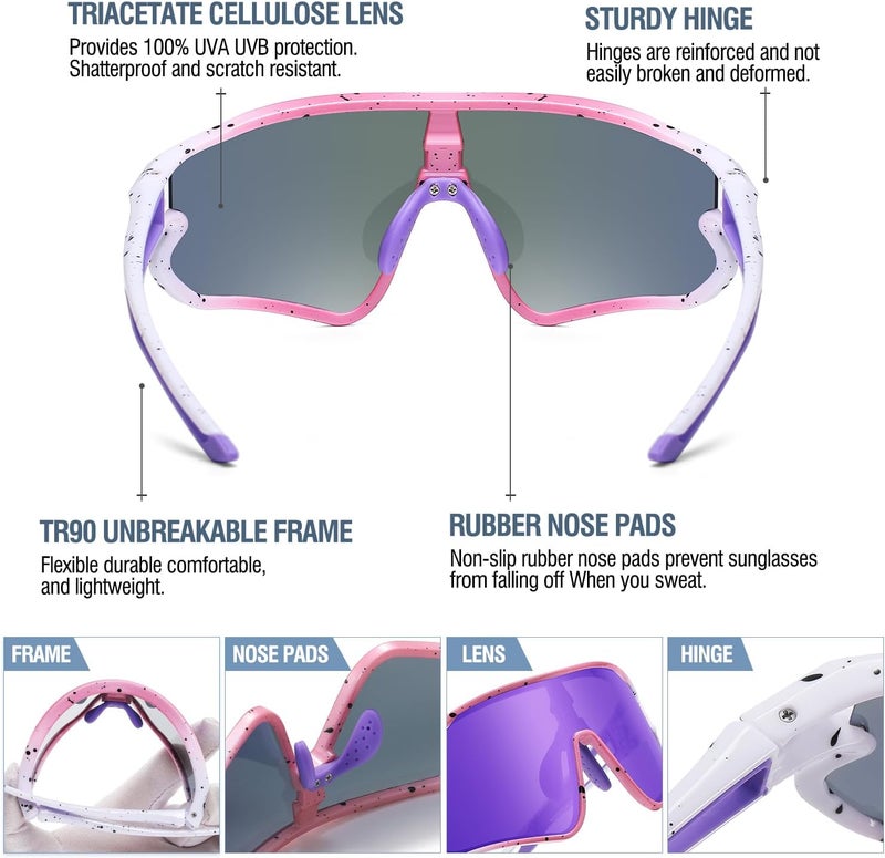 DUCO Kids Sunglasses Polarized UV Protection 400 - Kids Sports Sunglasses Boys with Lightweight TR90 Frame - Youth Baseball and Cycling Sun Glasses for Boys & Girls - DK268 - Image 4
