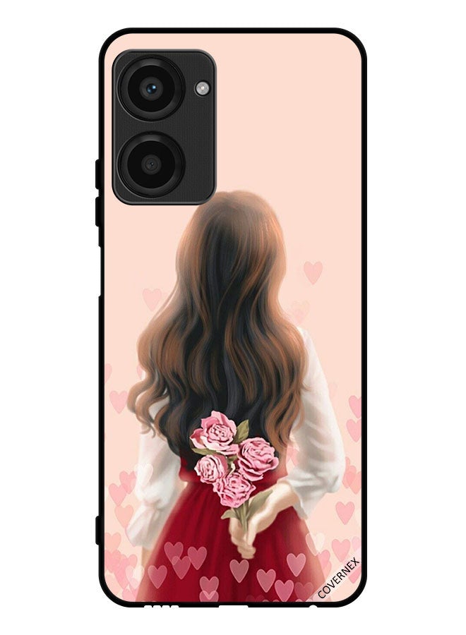 Covernex Protective Case Cover For Realme 10 Pro Girl Hiding Flowers - Image 1