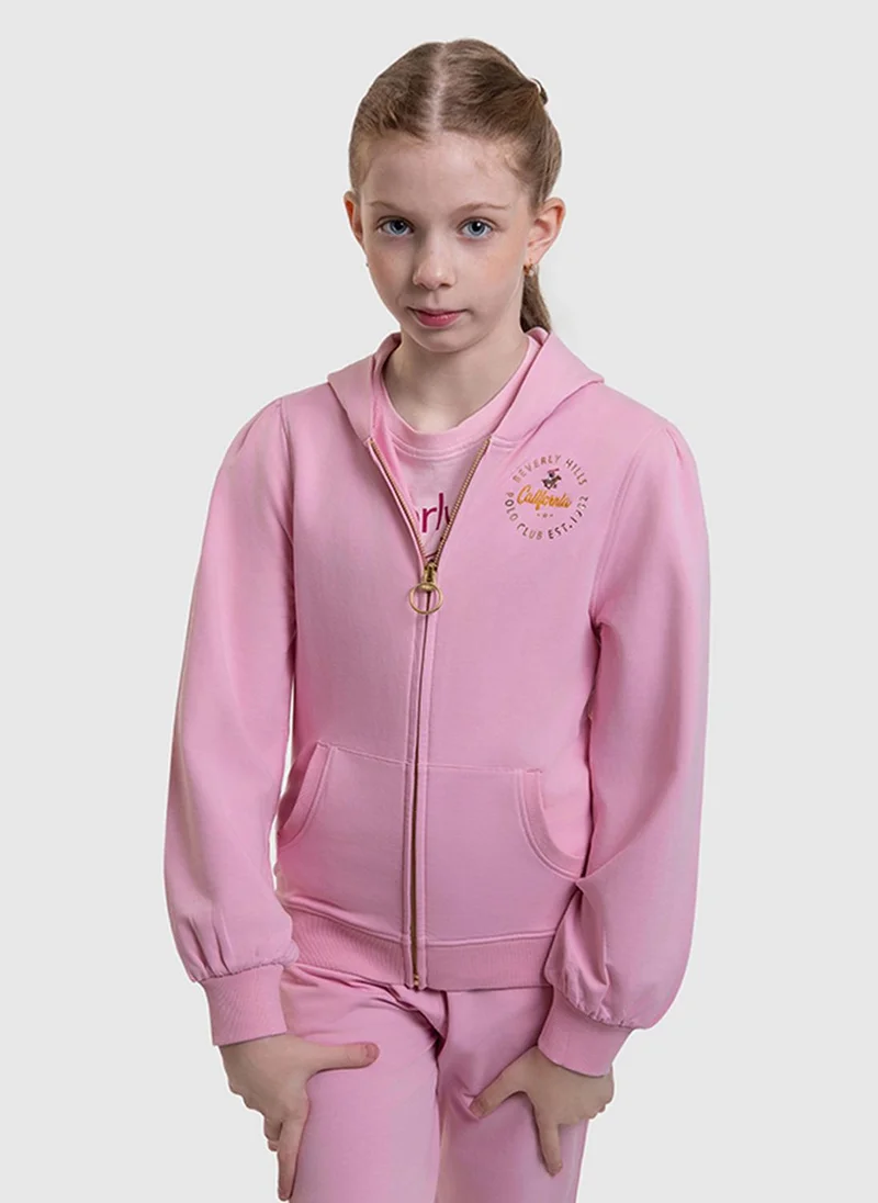 Beverly Hills Polo Club Kids BP G6616 Zip-Thru Hoodie, Pink