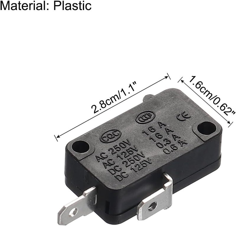 QUARKZMAN Microwave Oven Door Switch Oven Micro Switch Replacement Parts 16A for Microwave Rice Cooker 2 Normally Closed Black Pack of 2 - Image 2