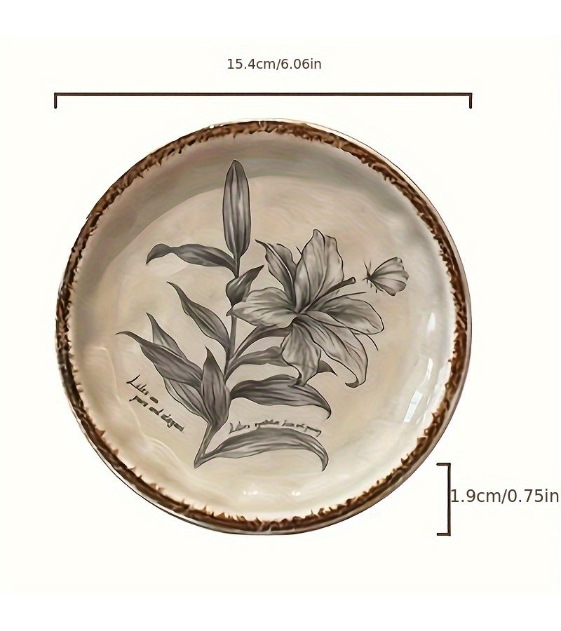 6 Piece Floral Ceramic Snack Set With Rack And Spoons Tiger - Image 3