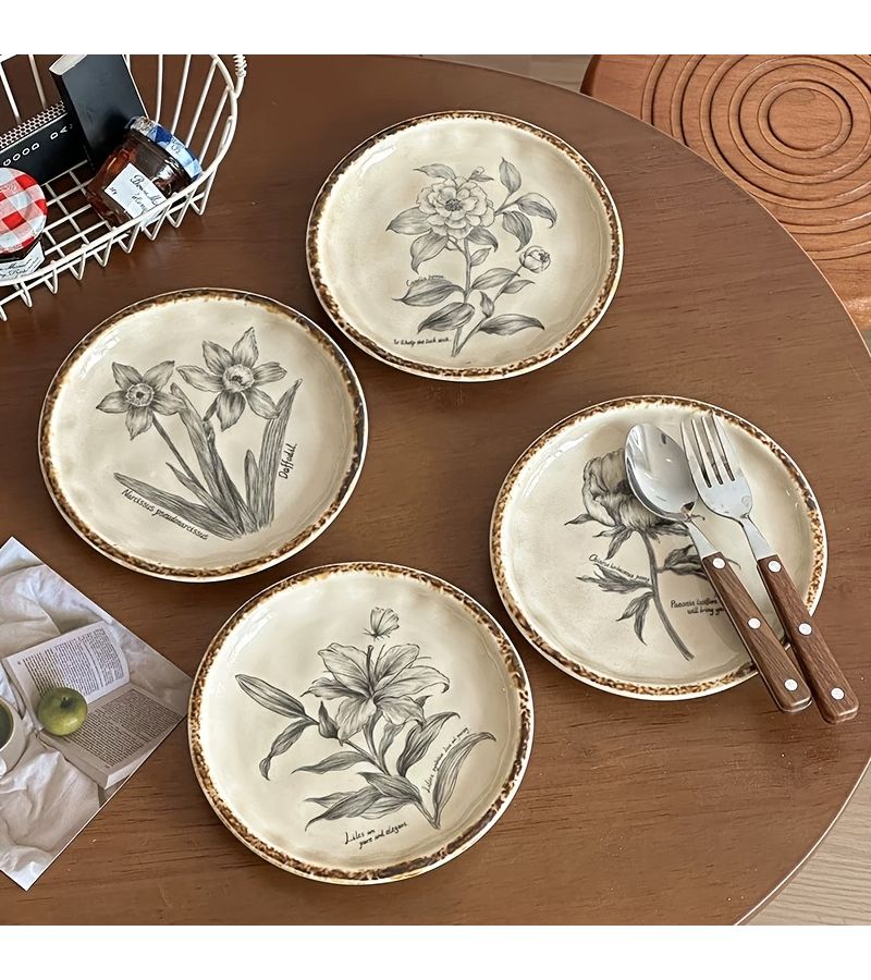 6 Piece Floral Ceramic Snack Set With Rack And Spoons Tiger - Image 5