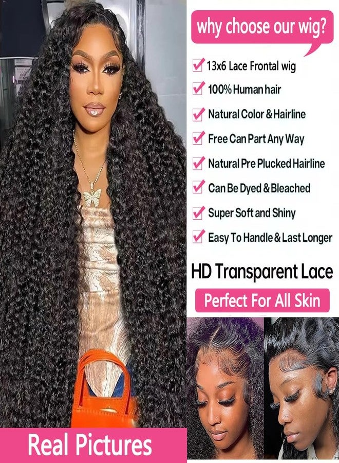 GYAJEP 32 inch 13x6 Deep Wave Lace Front Wigs Human Hair 200% Density HD Lace Front Wig Deep Curly Frontal Wigs Human Hair Pre Plucked with Baby Hair Natural Color - Image 5
