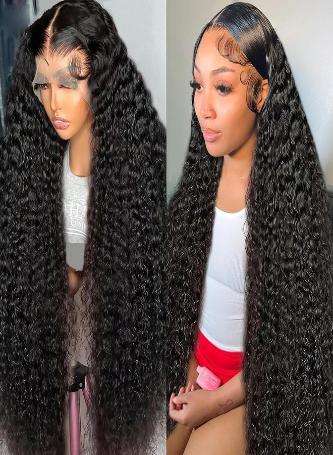 GYAJEP 32 inch 13x6 Deep Wave Lace Front Wigs Human Hair 200% Density HD Lace Front Wig Deep Curly Frontal Wigs Human Hair Pre Plucked with Baby Hair Natural Color - Image 1
