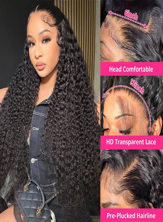 GYAJEP 32 inch 13x6 Deep Wave Lace Front Wigs Human Hair 200% Density HD Lace Front Wig Deep Curly Frontal Wigs Human Hair Pre Plucked with Baby Hair Natural Color - Image 2