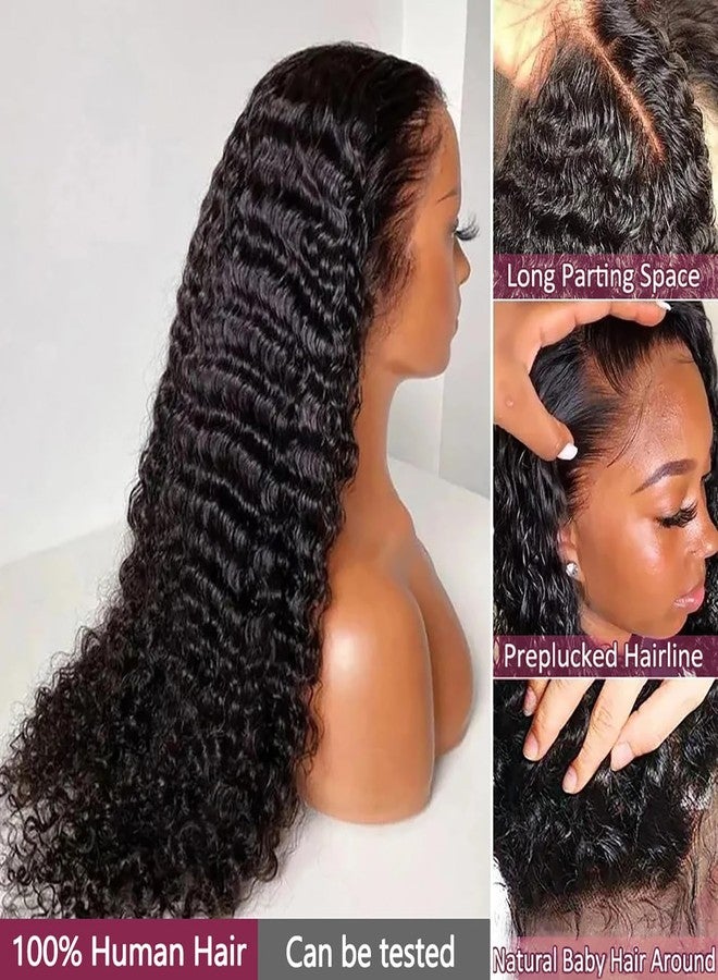 GYAJEP 32 inch 13x6 Deep Wave Lace Front Wigs Human Hair 200% Density HD Lace Front Wig Deep Curly Frontal Wigs Human Hair Pre Plucked with Baby Hair Natural Color - Image 3