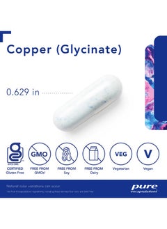 بيور إنكابسيليشن Pure Encapsulations Copper Glycinate 60's - مكمل النحاس 2 ملغ، يدعم تكوين خلايا الدم الحمراء* - يساعد في عملية التمثيل الغذائي للطاقة - غير معدل وراثيًا ونباتي - 60 كبسولة  - Image 3