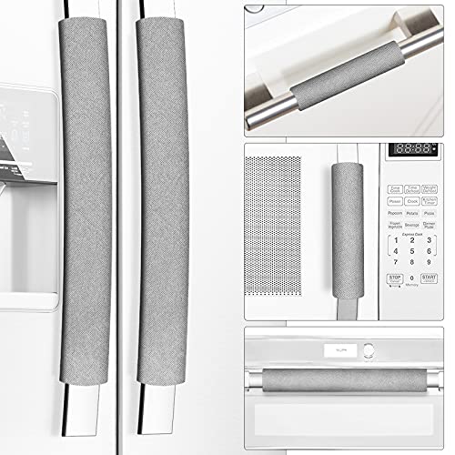 Miss.Silk Refrigerator Door Handle Covers, Set of 5, Keep Your Kitchen Appliance Clean from Smudges, Drips, Food Stains, Oil, Handmade Decor Protector for Fridge, Ovens, Dishwashers (Grey) - Image 1