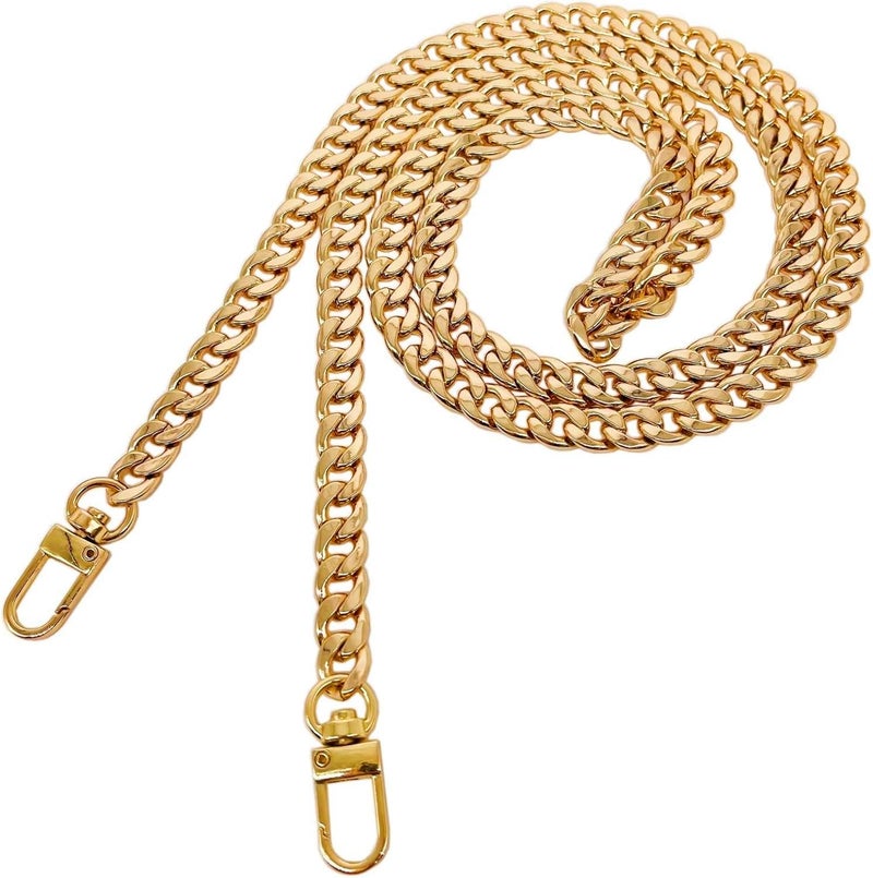 Model Worker 47" DIY Iron Flat Chain Strap Handbag Chains Accessories Purse Straps Shoulder Cross Body Replacement Straps, with Metal Buckles (Gold) - Image 1
