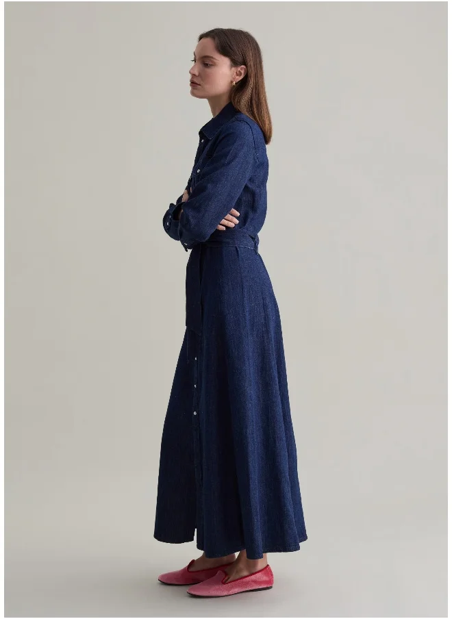 او في اس Long shirt dress in denim with belt