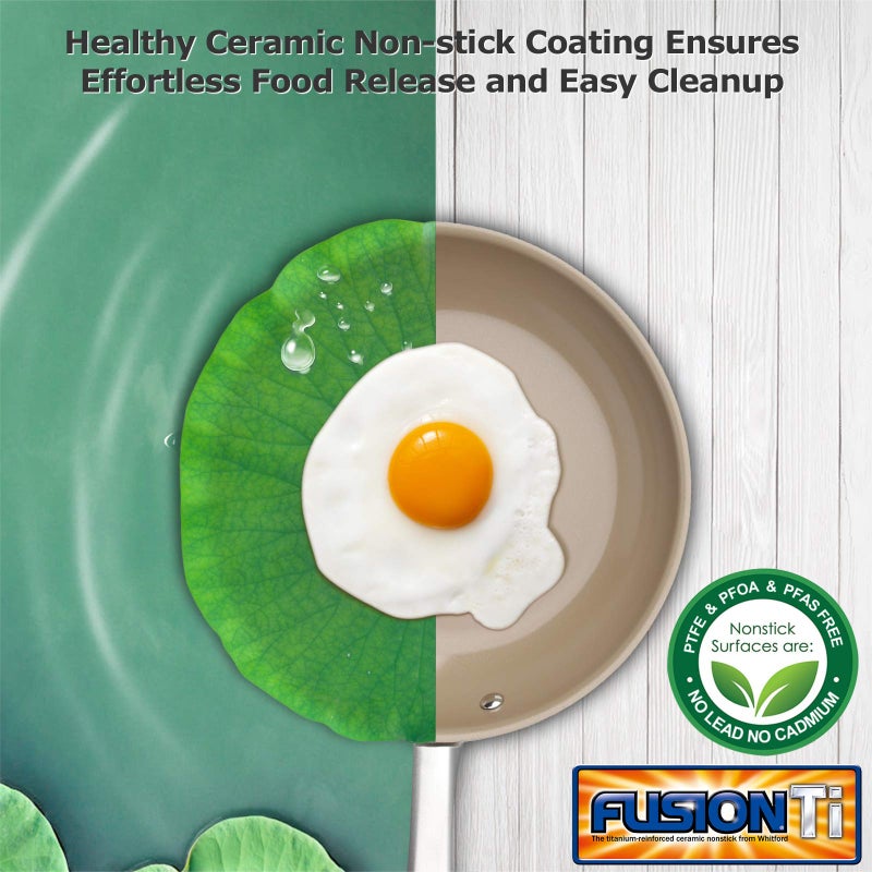 Duxtop Ceramic Non-stick Frying Pan, Stainless Steel Induction Frying Pan, 8-Inch Stir Fry Pan with Heavy-gauge Impact-bonded Bottom, FUSION Ti - Image 2
