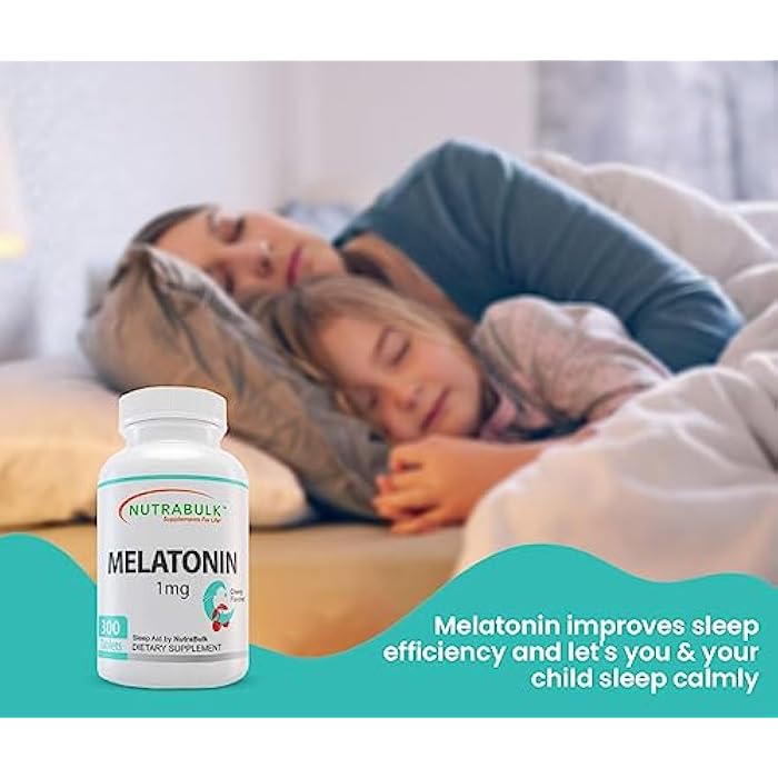 NutraBulk 1mg Melatonin - 1 mg Melatonin for Adults - Cherry Flavored Chewable Tablets - Fast Dissolve - Low Dose Non-Habit Forming Sleep Support - Made in USA -300 Count - Image 5