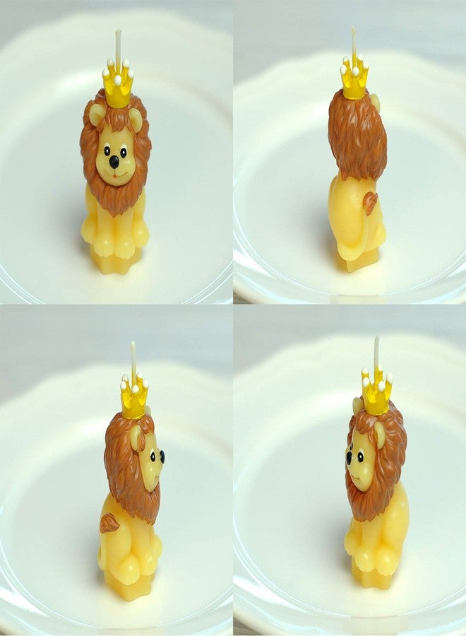 FLYPARTY Children's Birthday Candles with Greeting Card,Handmade Adorable Cute Animal Baby Shower Cake Topper Candle, Wedding Festival Zoo Theme Party Favors Decorations (Lion) - Image 3