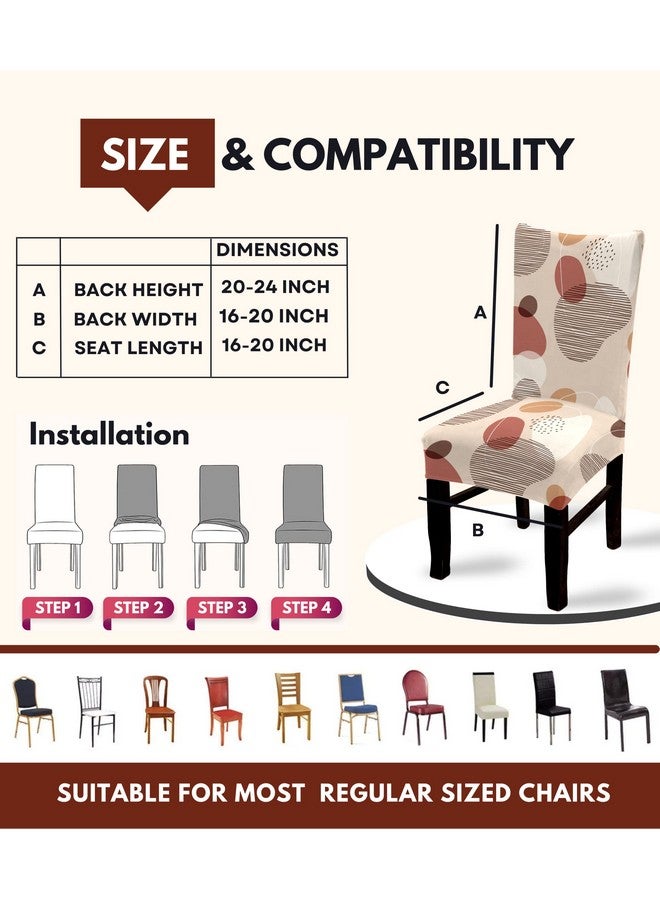 BRIDA® Stretchable Floral Geometric Printed Dining Chair Cover Set of 6 Seater Elastic Chair Seat Case Protector, Slipcovers (6 Chair Cover, Abstract Circles) - Image 3