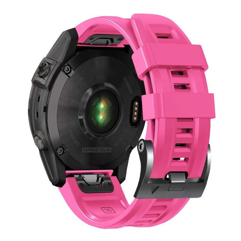 S-TOP For Garmin Forerunner 965 / 955 / 945 / 935 Screw Black Steel Buckle Silicone Watch Band(Pink) - Image 2