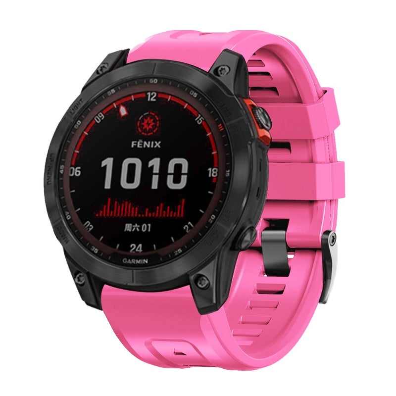 S-TOP For Garmin Forerunner 965 / 955 / 945 / 935 Screw Black Steel Buckle Silicone Watch Band(Pink) - Image 1