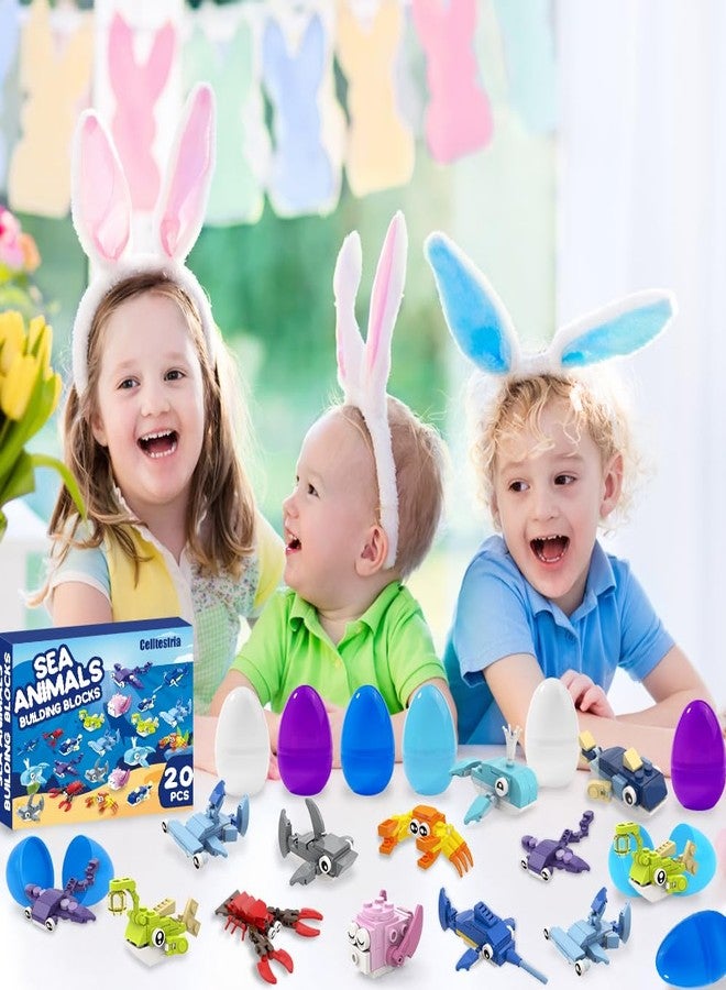 Celltestria 20pcs Prefilled with Easters Eggs Building Blocks, Marine Animals Building Gifts Toys for Kids Easters Basket Stuffers for Boy Girl School Classroom Prizes Hunt Supplies Party Favors - Image 4