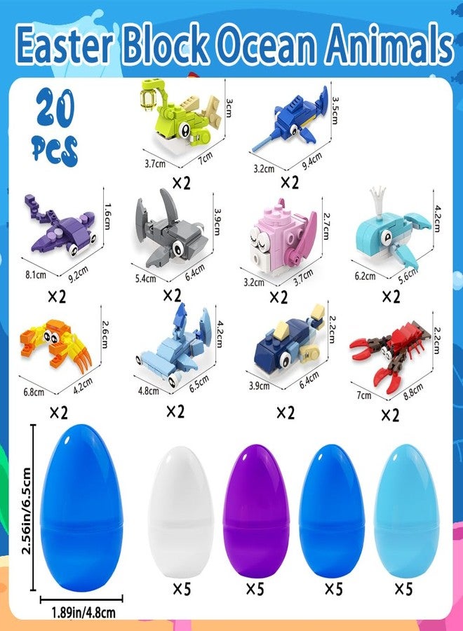 Celltestria 20pcs Prefilled with Easters Eggs Building Blocks, Marine Animals Building Gifts Toys for Kids Easters Basket Stuffers for Boy Girl School Classroom Prizes Hunt Supplies Party Favors - Image 2