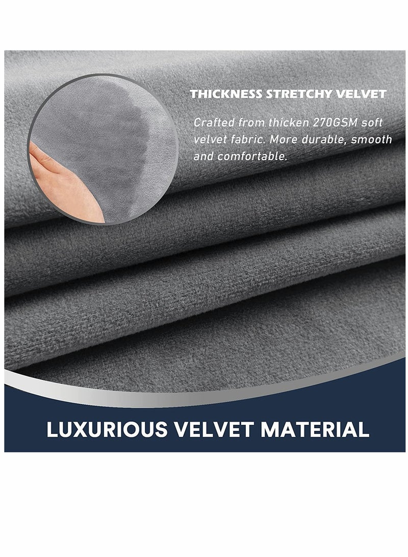 KASTWAVE SYOSI Sofa Armrest Covers, Stretch Silver Fox Velvet-Plush Arm Covers, for Chairs and Sofas Anti-Slip Couch Armrest Covers with Sticker Furniture Armrest Protector, Set of 2, Grey - Image 5