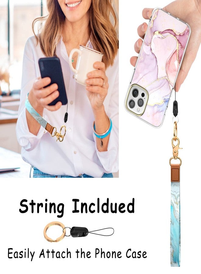 Hsxnam Wrist Lanyard Key Chain, Cute Wristlet Strap Keychain Holder for Women Men Car Keys ID Badges Card Wallet Phone Camera, White Blue Marble - Image 4