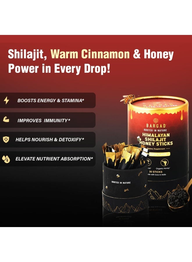 BARGAD Pure Himalayan Shilajit Sticks With Organic Honey & Cinnamon (30 Count) | Easy Single Use Shilajit Sticks | Boosts Energy & Immunity With 85+ Trace Minerals, 75%+ Fulvic Acid - Image 2