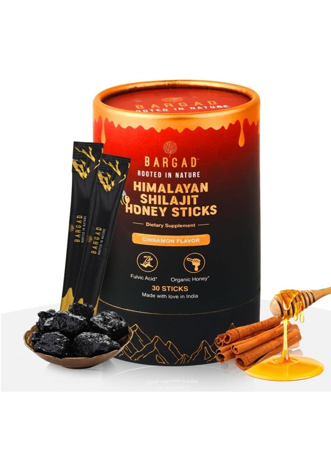 BARGAD Pure Himalayan Shilajit Sticks With Organic Honey & Cinnamon (30 Count) | Easy Single Use Shilajit Sticks | Boosts Energy & Immunity With 85+ Trace Minerals, 75%+ Fulvic Acid - Image 1