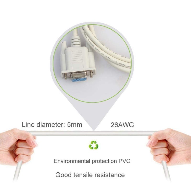 CARE CASE 9 PIN Male To 9 pin Female Serial DB9 RS232 MALE TO FEMALE Converter Extension Cable DATA CABLE.(1.5m),White - Image 4