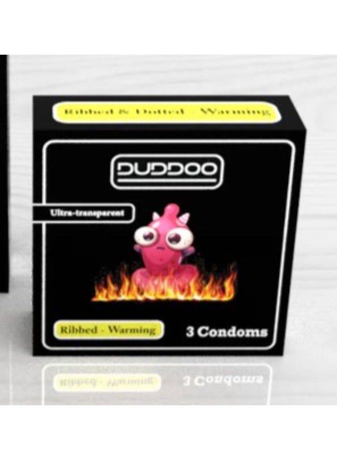 واقيات ذكرية دافئة مضلعة من دودو، 3 قطع