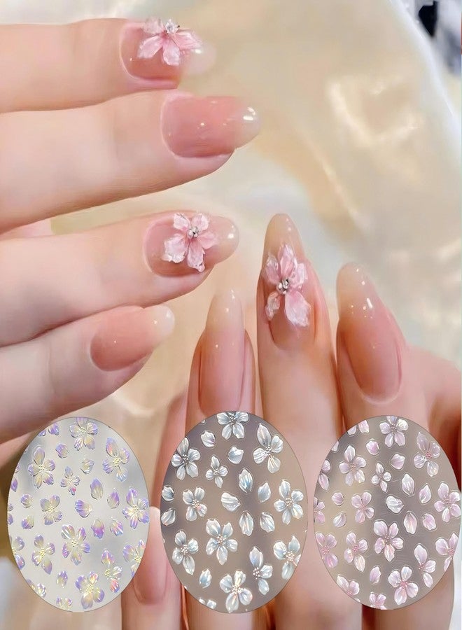 Dedyel Crystal Flowers Nail Art Stickers 3D Floral Nail Decals Crystal Flowers Design Self-Adhesive Nail Stickers for Women Girls DIY Nail Decoration - Image 1