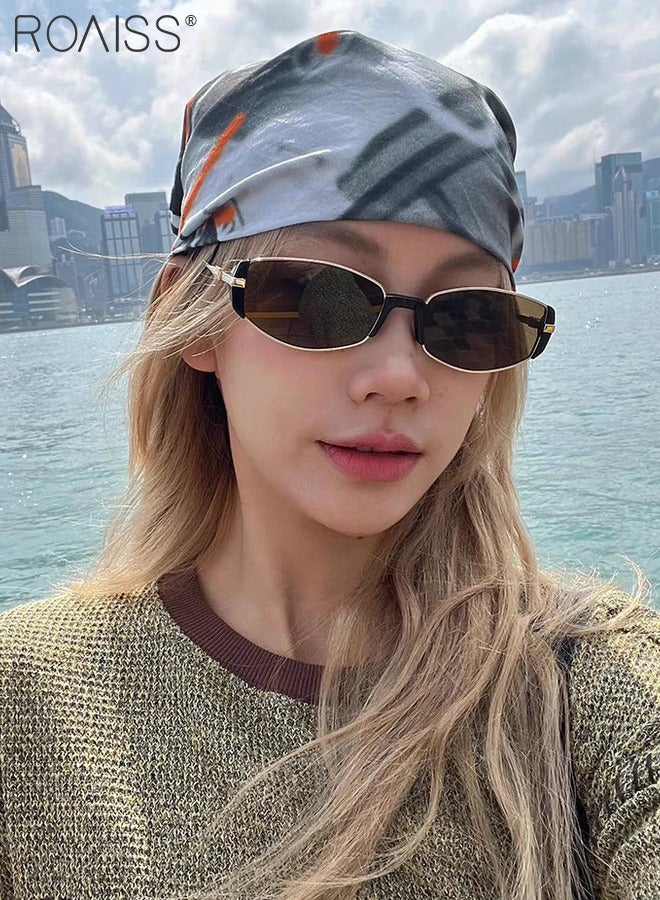 roaiss Fashion Retro Cat Eye Brown Sunglasses for Women Narrow Metal Frame Sun Glasses with UV400 Protection for Street Photography, Leisure, Driving, Travel  - Image 2