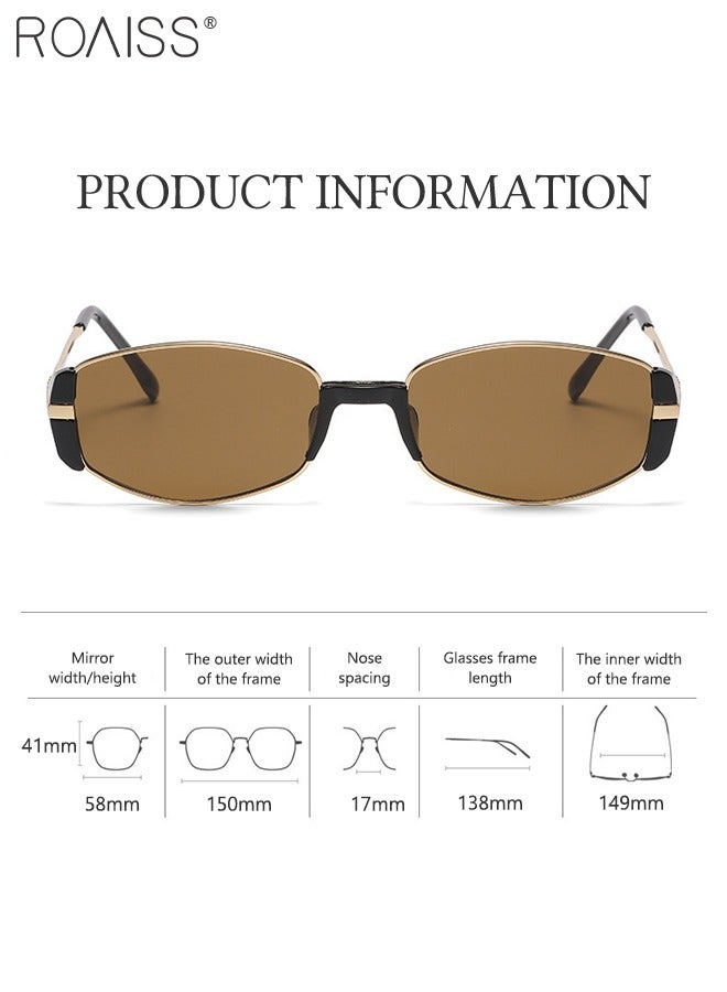 roaiss Fashion Retro Cat Eye Brown Sunglasses for Women Narrow Metal Frame Sun Glasses with UV400 Protection for Street Photography, Leisure, Driving, Travel  - Image 3