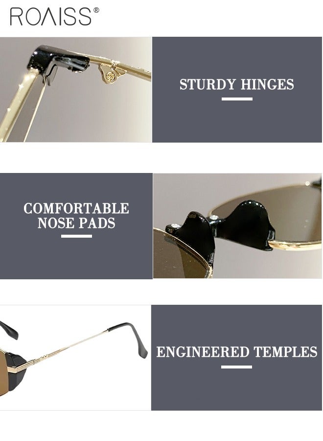 roaiss Fashion Retro Cat Eye Brown Sunglasses for Women Narrow Metal Frame Sun Glasses with UV400 Protection for Street Photography, Leisure, Driving, Travel  - Image 4