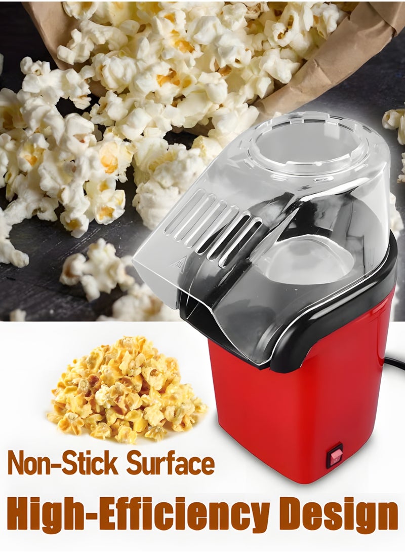 BIG MAX Popcorn Maker, 1200W, Oil-Free Popcorn Maker, Compact Format, Quick Ready in 3 Minutes, Multifunctional Measuring Cup, Hot Air Cooking, 1L Capacity, Red - Image 2